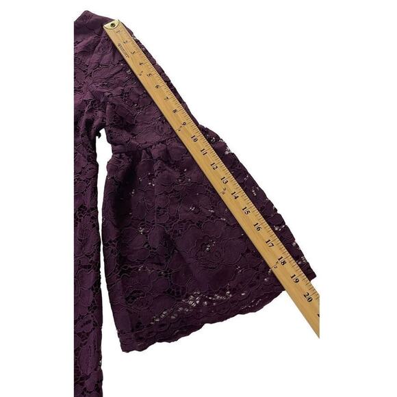 Vince Camuto‎ Flounce Bell Sleeves Plum Lace Shift Dress Dark Purple Size 4 New - Picture 5 of 12